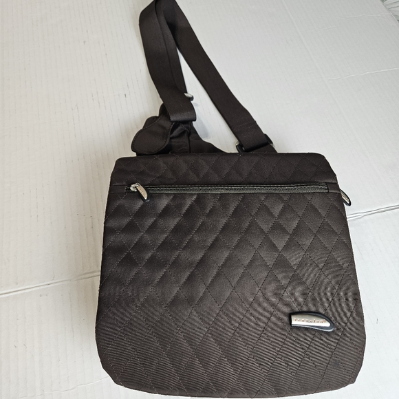 Travelon Handbags - Travelon Quilted Microfiber Brown Shoulder Bag with accessories